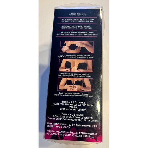 Maidenform Adhesive Clip Bra Nude Size D Strapless Backless Silicone Cups - Picture 4 of 4